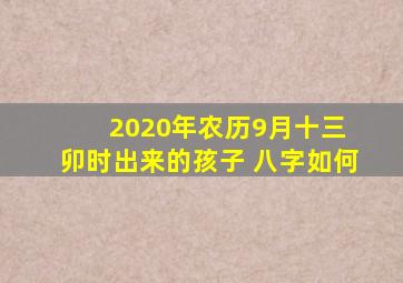 2020年农历9月十三 卯时出来的孩子 八字如何